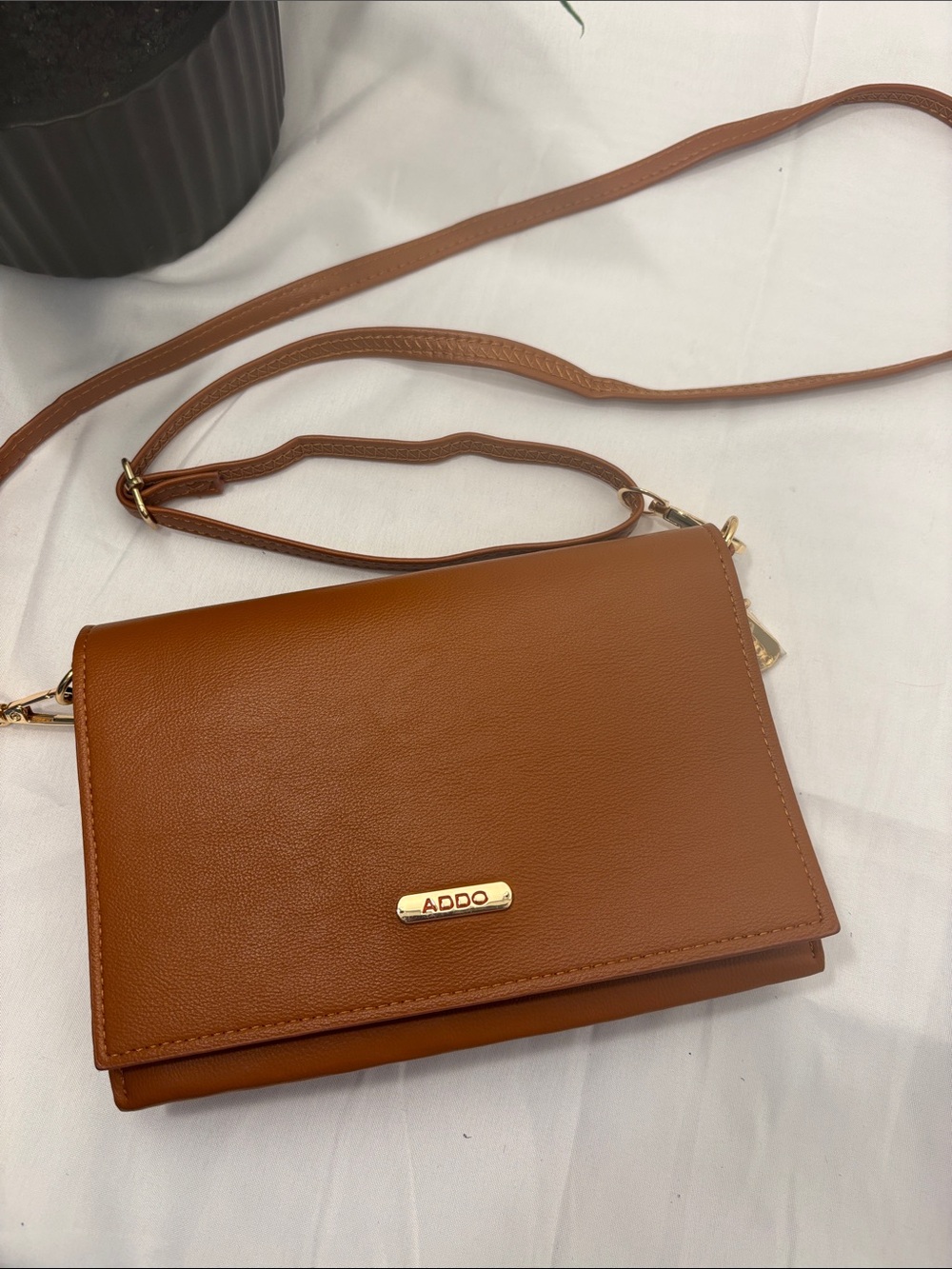 Brown Leatherette Crossbody Bag